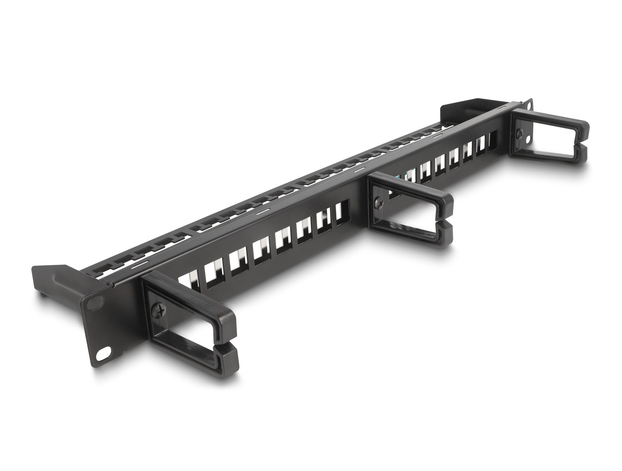 DELOCK 19" Keystone Patchpanel 16 Port mit 3 Bügeln 1 HE sch