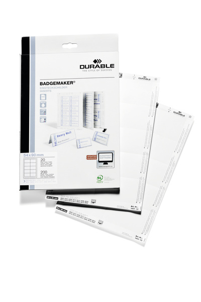 DURABLE Einsteckschilder Badgemaker 54x90mm 200 Stck weiß