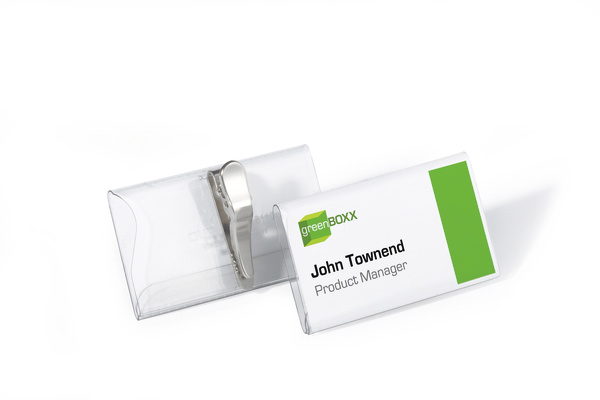 DURABLE Namensschild m Krokoklemme 40x75mm 25er Pck transp