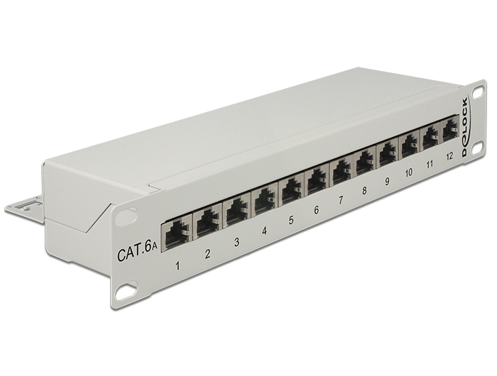 DELOCK 10" Patchpanel 12 Port Cat.6A grau