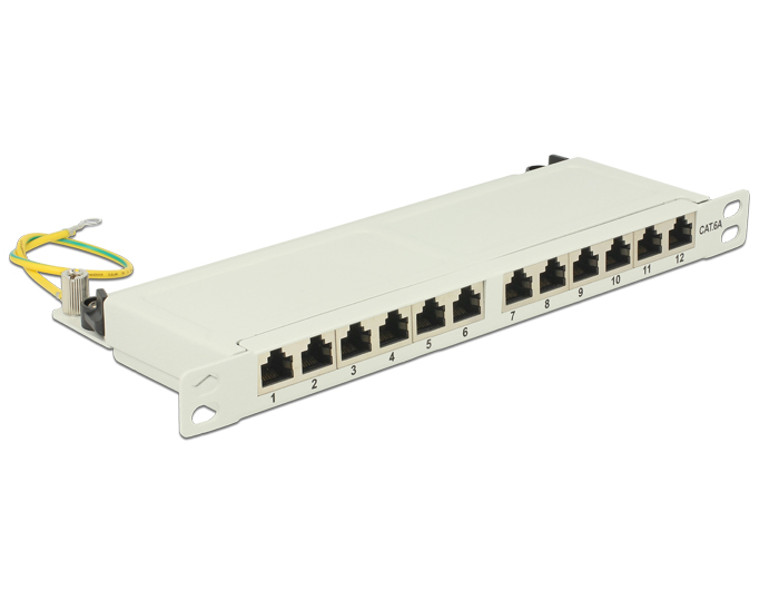 DELOCK 10" Patchpanel 12 Port Cat.6A 0,5 HE grau
