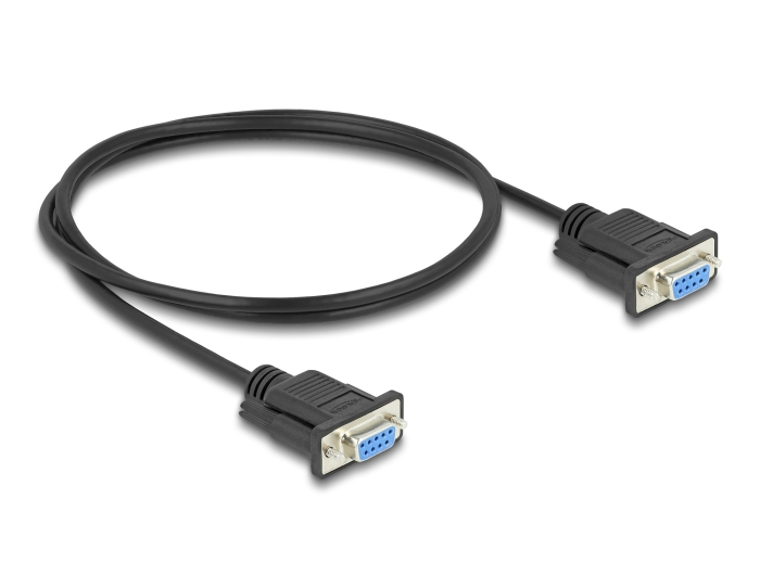 DELOCK Kabel Seriell D-Sub9 1m Bu/&shy;Bu mit schmalem St-Gehäuse
