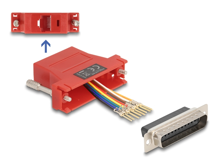 DELOCK Adapter D-Sub25> D-Sub25 St/&shy;Bu Montagesatz rot