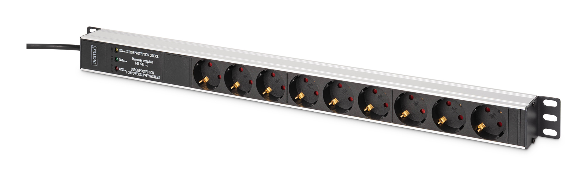 DIGITUS PDU 9-fach 19" Alu. 1HE 2m schwarz