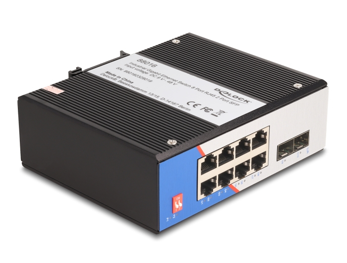 DELOCK Industrie Gigabit Ethernet Switch 8 Port RJ45 2 Port