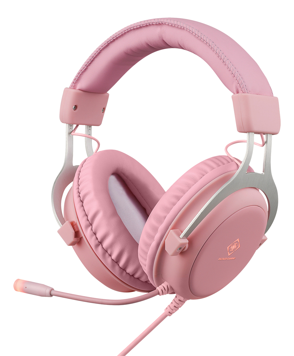 Deltaco Headset Gaming Stereo Klinke, LED, pink