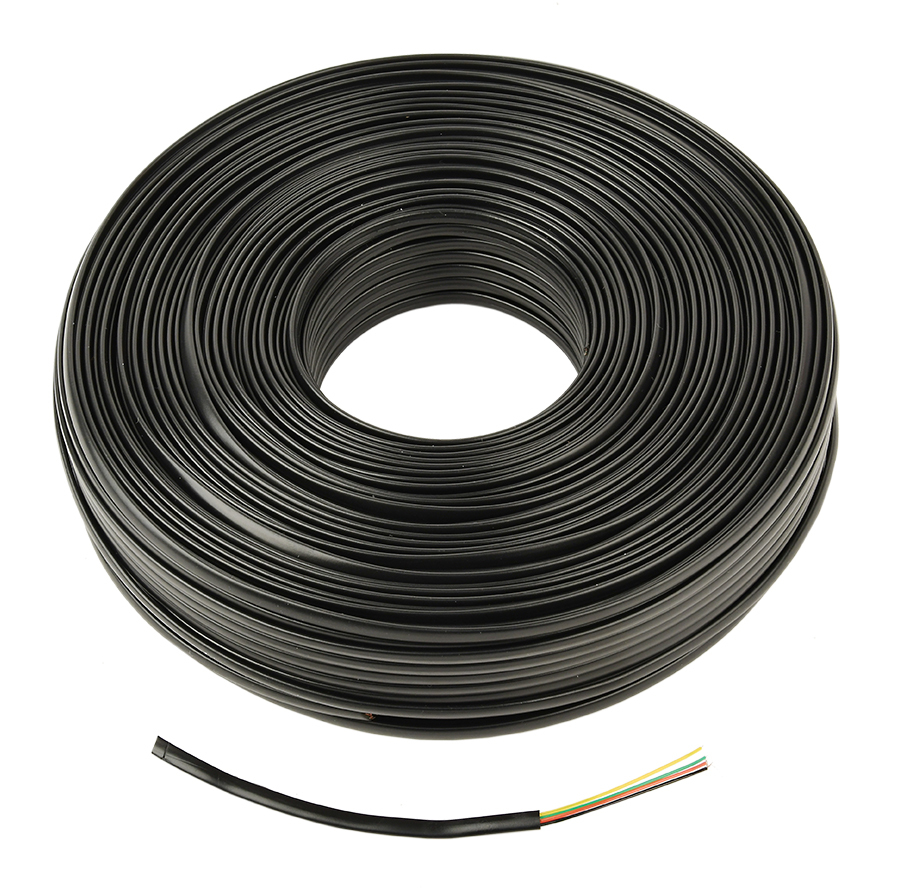 gembird Flaches Telefonkabel, Litze, 100m, schw., 4 Adern