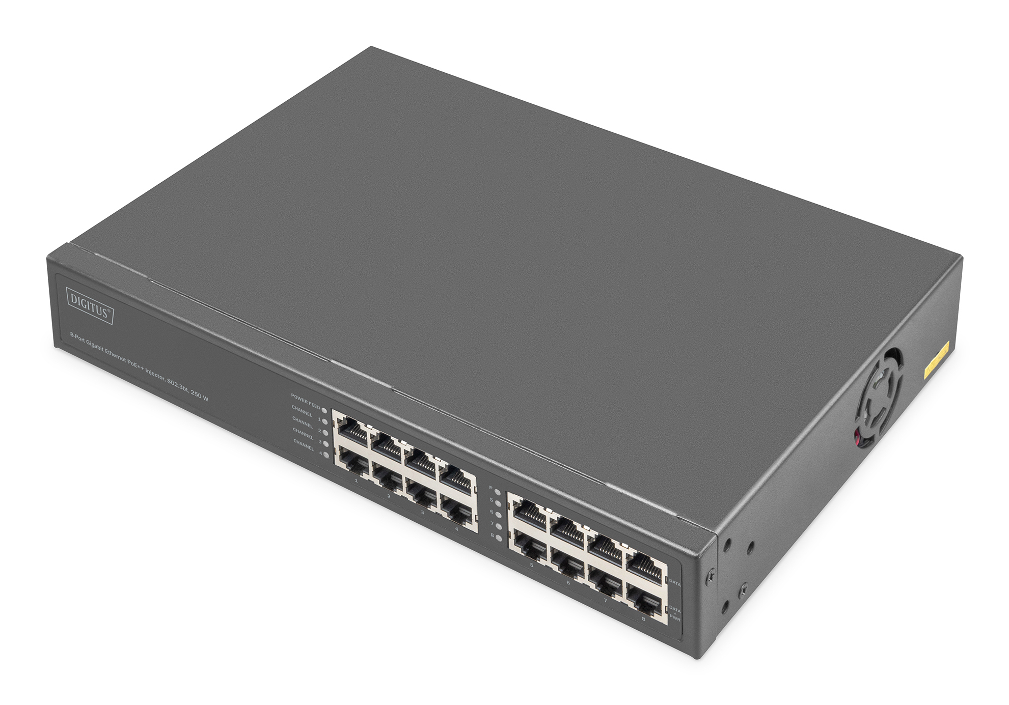 DIGITUS Switch 8-Port Gigabitgabit PoE + Injektor 250W schw