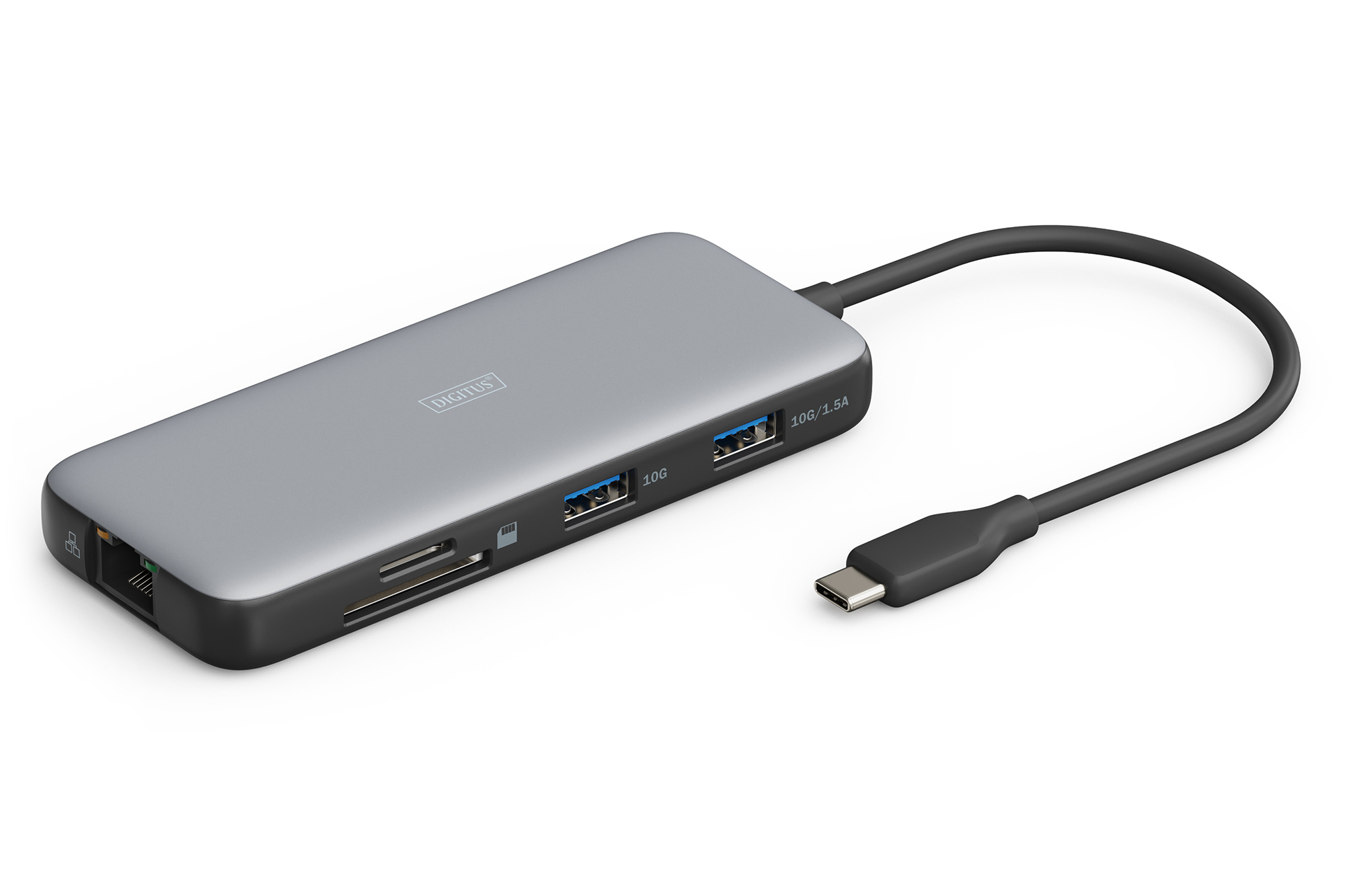 DIGITUS Docking USB-C->HDMI,USB3.2,RJ45,SD,MicroSD,PD Alu si
