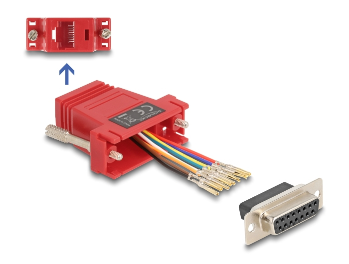 DELOCK Adapter D-Sub15-> D-Sub15Bu/&shy;Bu Montagesatz rot