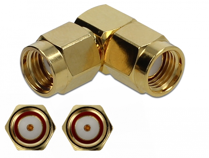 DELOCK Adapter RP-SMA Stecker zu RP-SMA Stecker 90° 10 GHz