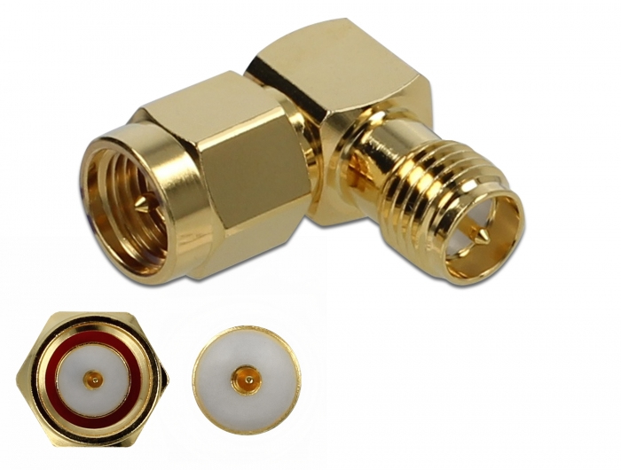 DELOCK Adapter SMA Stecker zu RP-SMA Buchse 90° 10 GHz