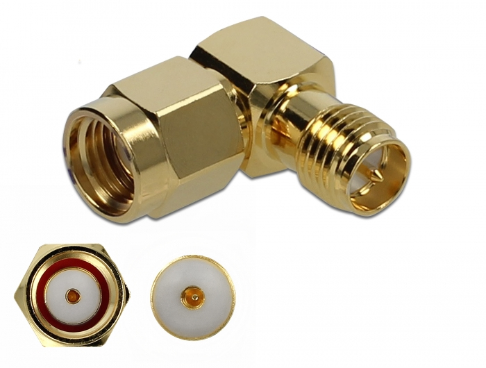 DELOCK Adapter RP-SMA Stecker zu RP-SMA Buchse 90° 10 GHz