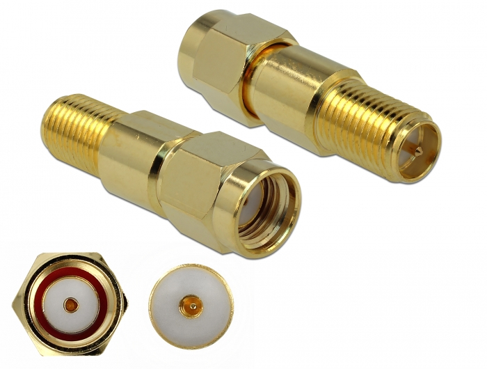 DELOCK Adapter RP-SMA Stecker zu RP-SMA Buchse 3 GHz