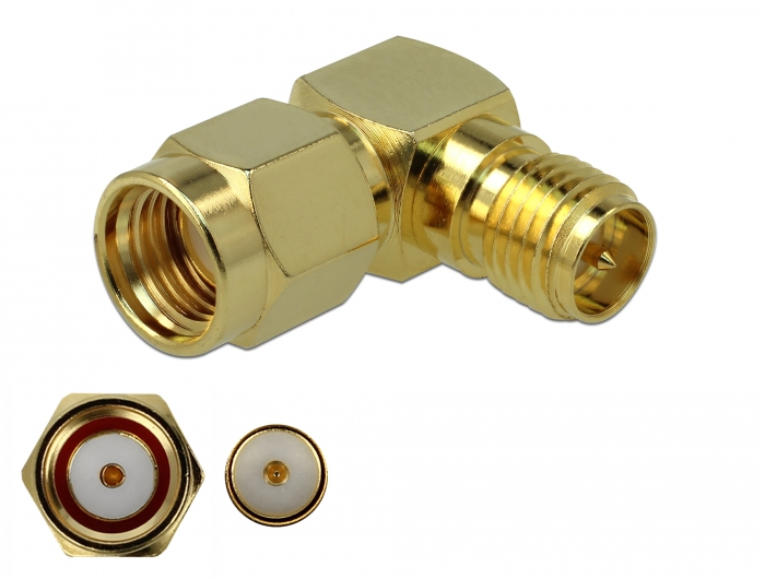 DELOCK Adapter RP-SMA Stecker zu RP-SMA Buchse 90° 3 GHz