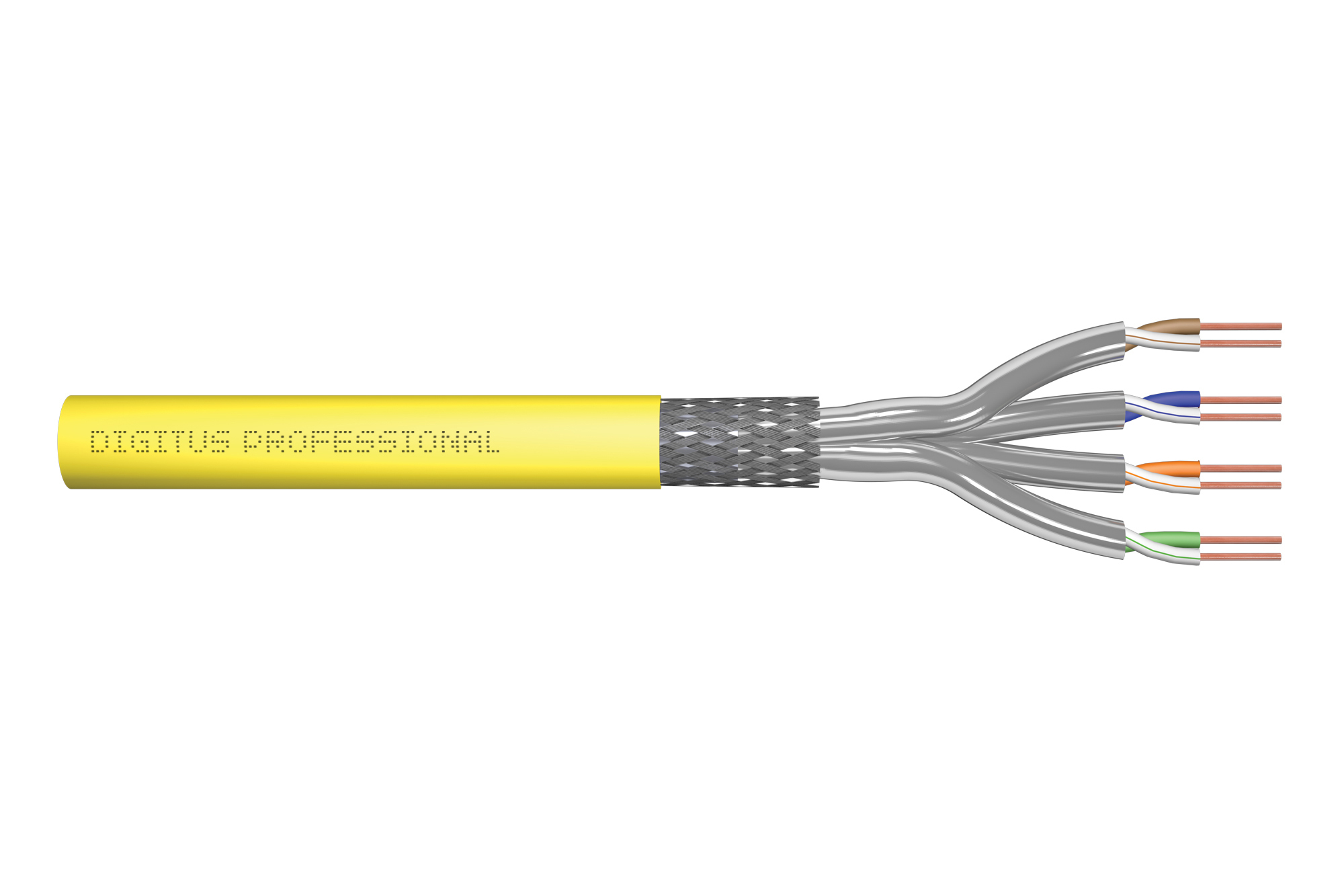 DIGITUS Instal-kab Cat7a S/&shy;FTP tw.Pair 1000m gelb   AWG23/&shy;1 (Spe