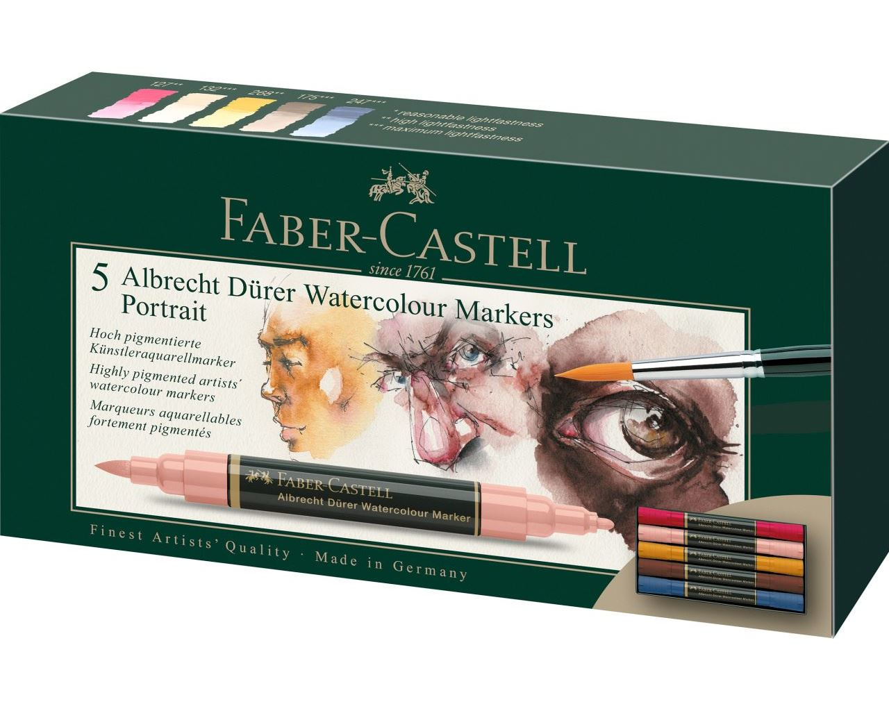 FABER-CASTELL Aquarellmarker A. Dürer 5er Etui Portrai