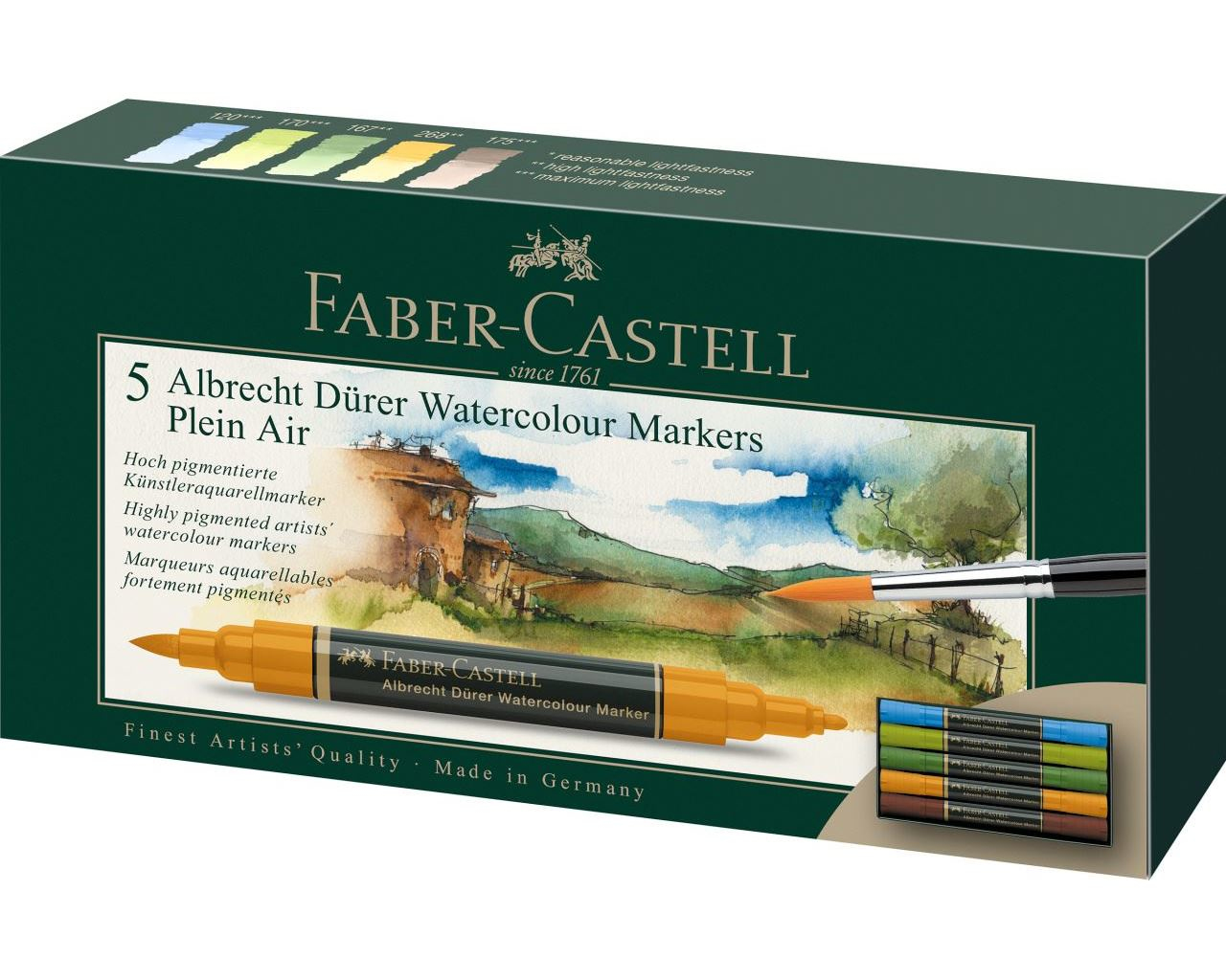 FABER-CASTELL Aquarellmarker A. Dürer 5er Etui PleinAi