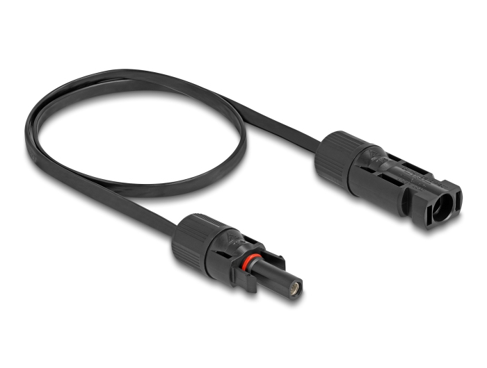 DELOCK DL4 Solar Flachbandkabel Stecker zu Buchse 60cm schw.