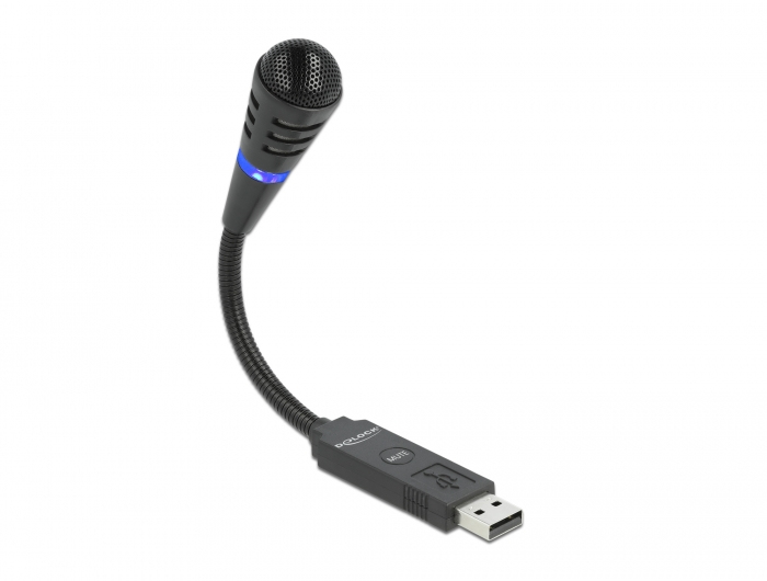 DELOCK USB Mikrofon mit Schwanenhals und Mute Button