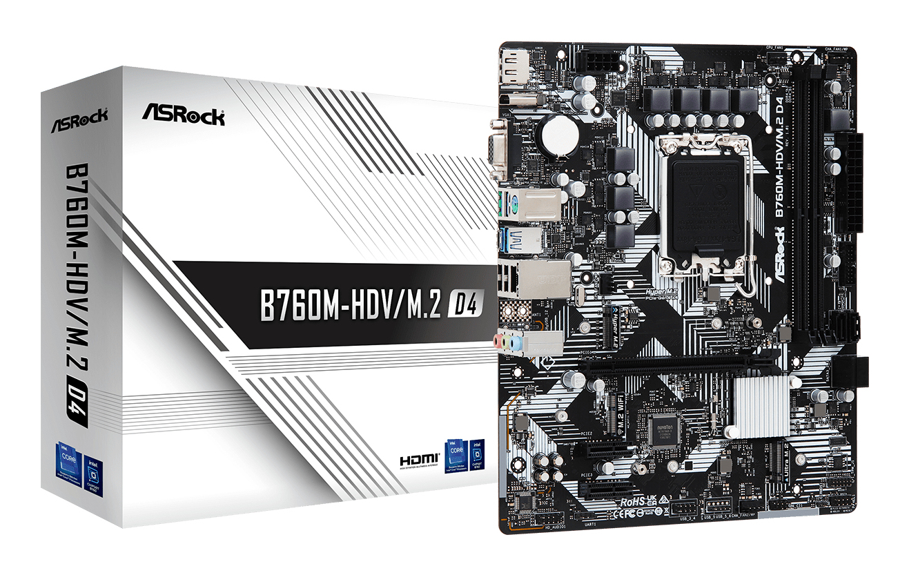 ASRock B760M-HDV/&shy;M.2 D4         1700 mATX HDMI/&shy;DP/&shy;VGA   DDR4 ret