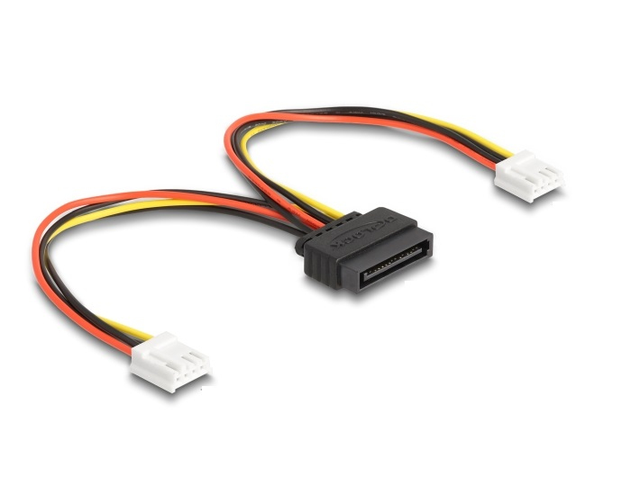 DELOCK Kabel Power SATA 15 Pin St > 2x Floppy 4 Pin Bu 15cm