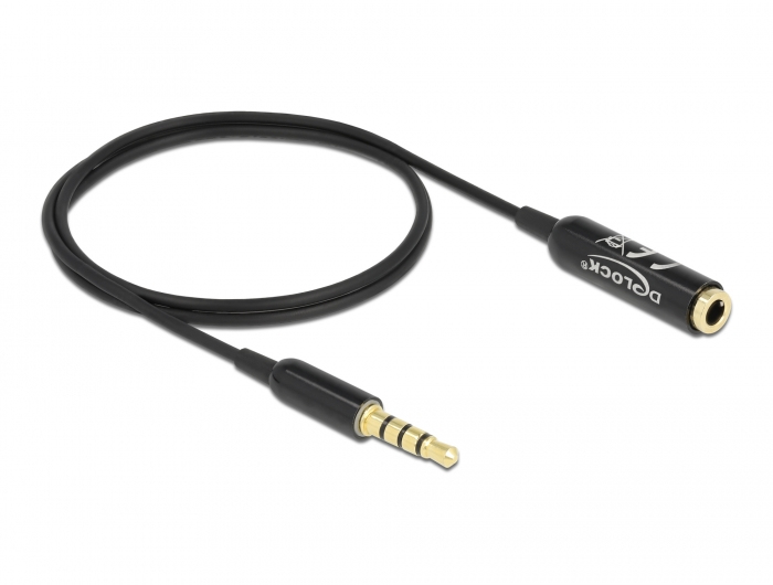 DELOCK Audio Verl. Kabel Klinke 3,55mm 4 P St/&shy;Bu 0,5m schwar