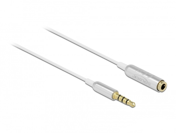 DELOCK Audio Verl. Kabel Klinke 3,55mm 4 P St/&shy;Bu 0,5m weiß