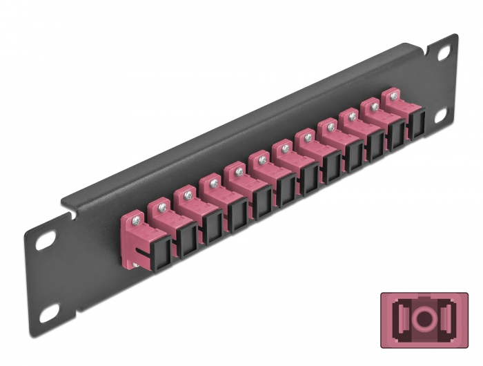 DELOCK 10" LWL Patchpanel 12 Port SC Simplex violett 1HE