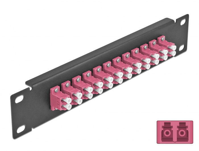 DELOCK 10" LWL Patchpanel 12 Port LC Duplex violett 1 HE