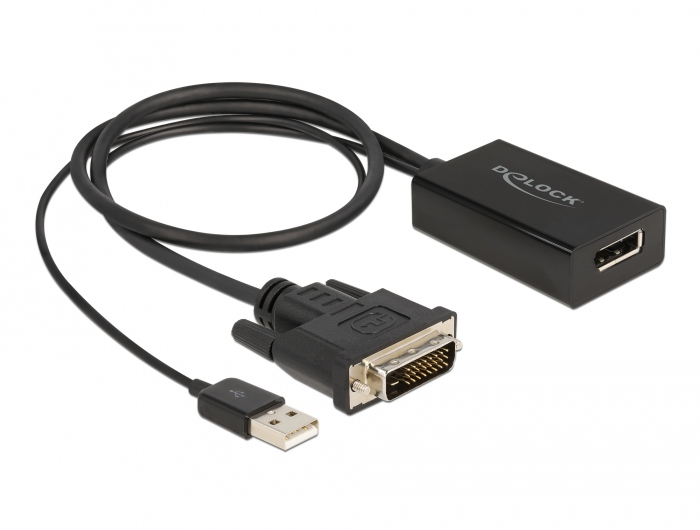 DELOCK Adapter DVI Stecker zu DisplayPort 1.2 Buchse schwarz