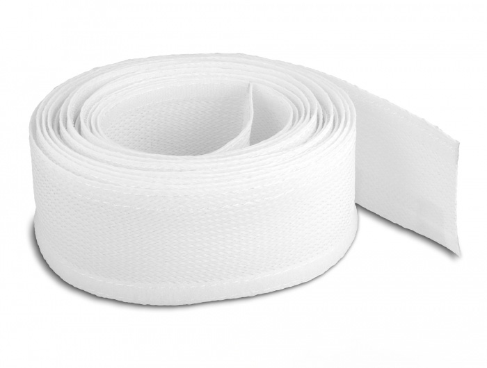 DELOCK Geflechtschlauch mit Klettverschluss 5 m x 19 mm weiß