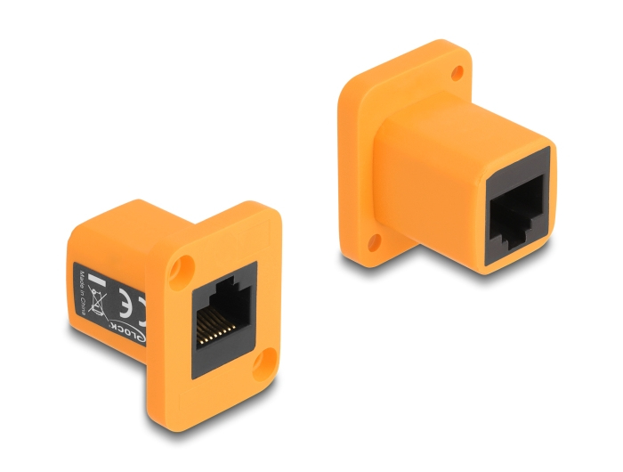 DELOCK  D-Typ Modul RJ45 Buchse zu Buchse orange