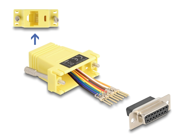 DELOCK Adapter D-Sub15-> D-Sub15Bu/&shy;Bu Montagesatz gelb