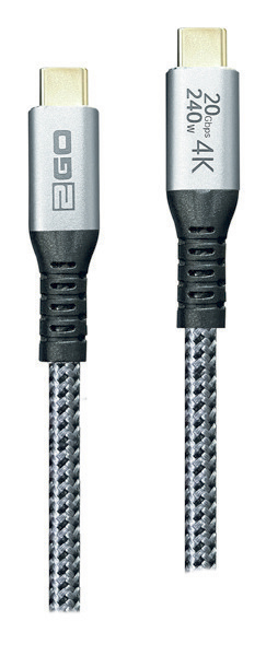 2GO Schnellladekabel USB-C 240W 20Gbps Thunderbolt 3  2m