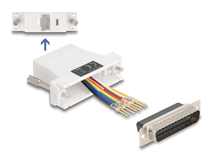 DELOCK Adapter D-Sub25> D-Sub25 St/&shy;Bu Montagesatz weiß
