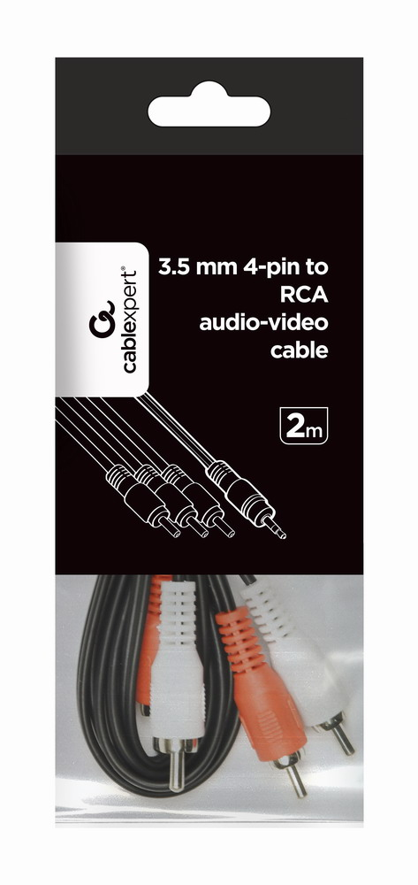 gembird 3.5 mm 4-pin Klinke auf RCA x 3 (Phono) Stecker