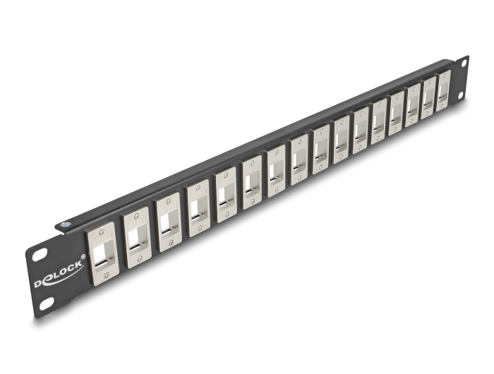 DELOCK 19" Keystone Patchpanel 16 Port 1 HE schwarz