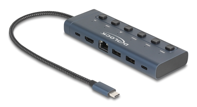 DELOCK USB Type-C Dockingstation 4K 90W mit Schalter