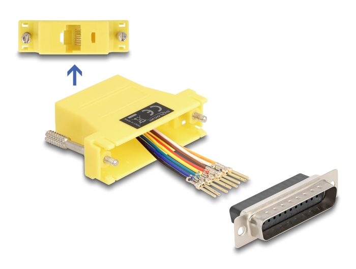 DELOCK Adapter D-Sub25> D-Sub25 St/&shy;Bu Montagesatz gelb