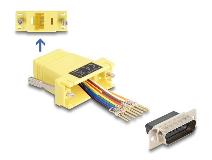 DELOCK Adapter D-Sub15 -> RJ45 St/&shy;Bu Montagesatz gelb