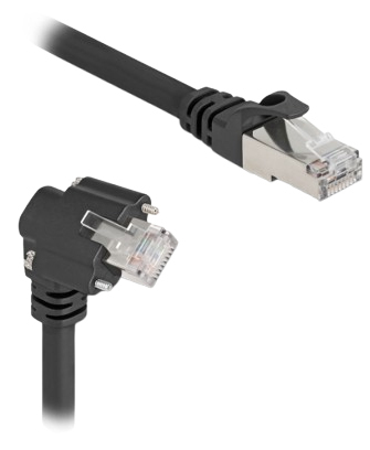 Delock GigE Kamera Kabel RJ45 St 45° gedreht und 90° gewink.