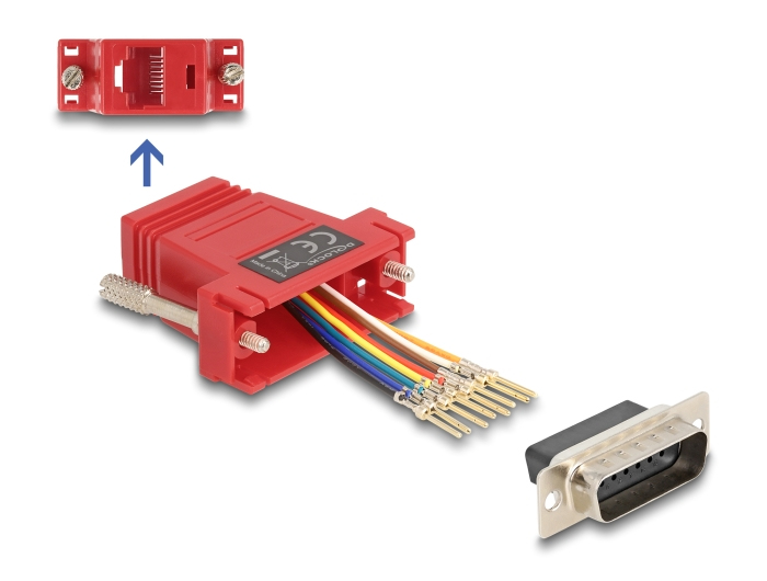 DELOCK Adapter D-Sub15 -> RJ45 St/&shy;Bu Montagesatz rot