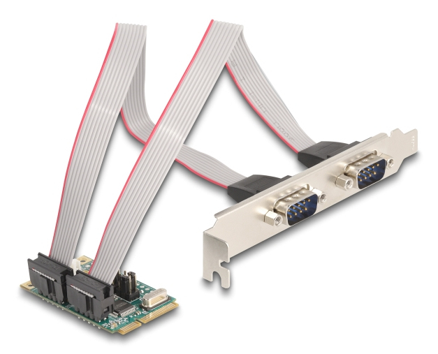 DELOCK Mini PCIe I/&shy;O PCIe full size 2x Seriell RS-232 5V/&shy;12V