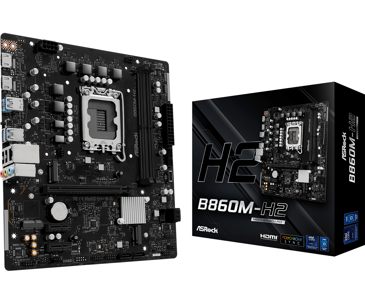 ASRock B860M-H2                 1851 mATX HDMI          DDR5