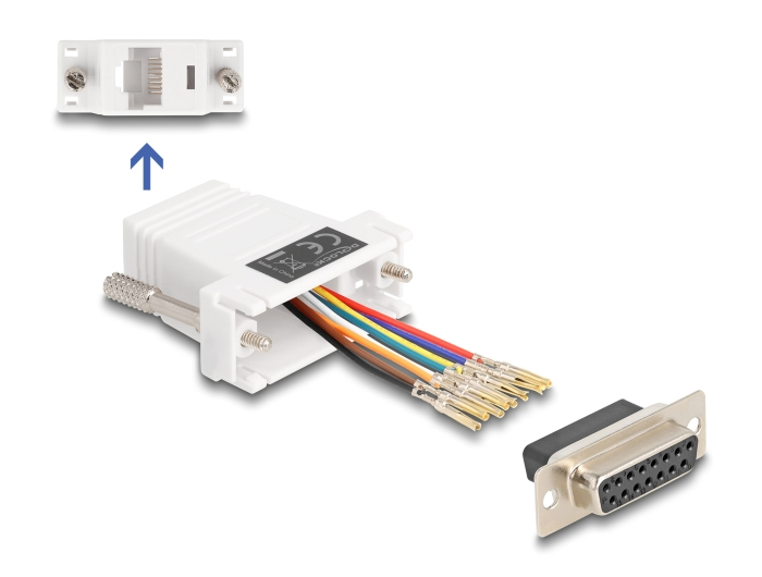 DELOCK Adapter D-Sub15-> D-Sub15Bu/&shy;Bu Montagesatz weiß